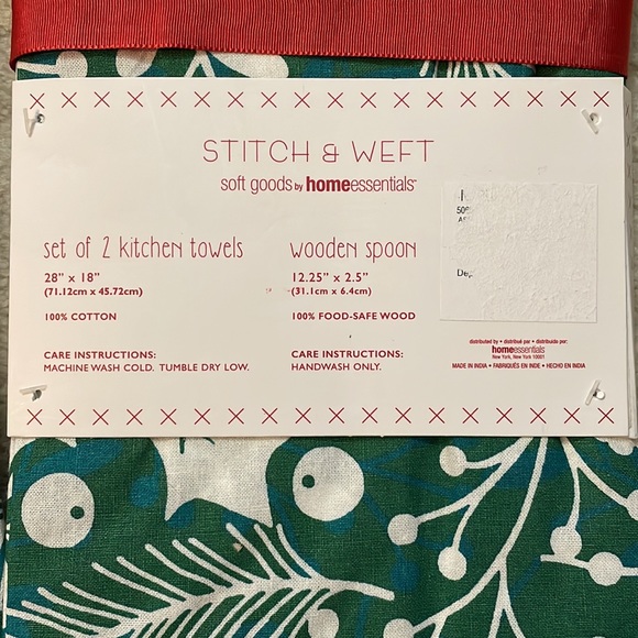 STITCH & WEFT NWT Christmas Season Set Of Two Kitchen Tea Towels Wooden Spoon - Picture 7 of 9